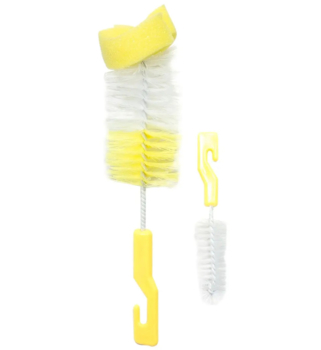 Йоржик для миття пляшечок та сосок Lindo, з поролоном, жовтий (РК 014-А) - Pampik