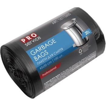 Пакети для сміття PRO service, 20 л, 100 шт., чорний - Pampik