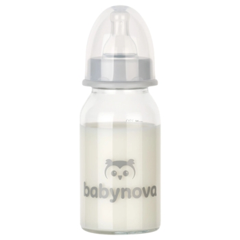 Пляшечка для годування Baby-Nova, скляна, 125 мл, білий (3960310) - Pampik