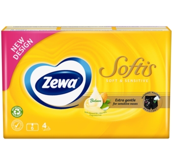 Носові хусточки Zewa Soft Sensitive, чотиришарові, 6 уп. по 9 шт. - Pampik - 2