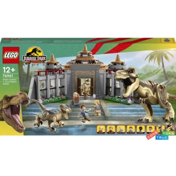 Конструктор LEGO Jurassic World Центр відвідувачів: Атака тиранозавра та раптора, 693 деталей (76961) - Pampik