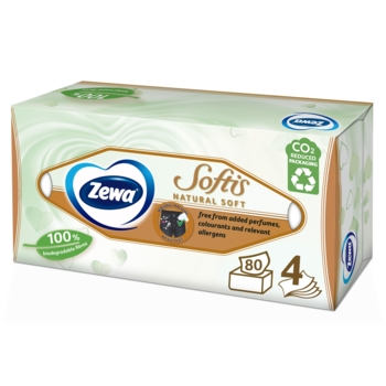 Серветки чотиришарові Zewa Softis Natural Soft, 80 шт. - Pampik