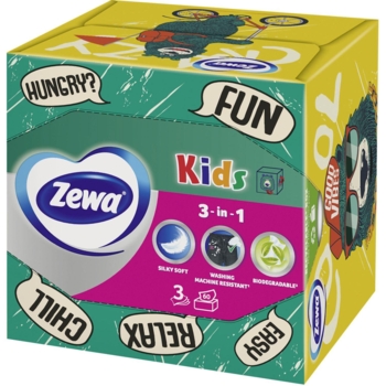 Серветки косметичні Zewa Kids Zoo Cube тришарові, 60 шт. - Pampik - 2