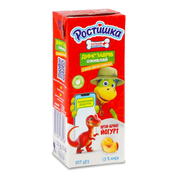 Йогурт питьевой Ростишка Персик-абрикос 1,5%, 207 г - Pampik