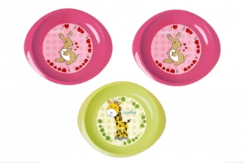 Тарілка Nuvita, рожевий з салатовим, 3 шт. (NV1428Pink) - Pampik