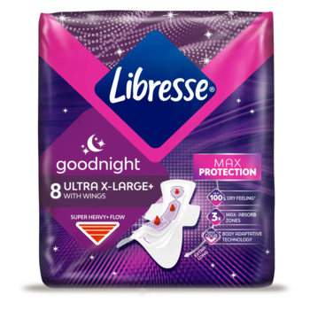 Гігієнічні прокладки Libresse Ultra Goodnight Extra Large, 8 шт. - Pampik