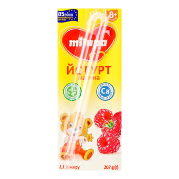 Йогурт питьевой Milupa Малина 2,1%, с бифидобактериями, 207 г - Pampik - 2
