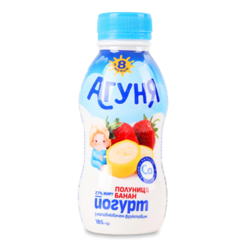 Йогурт питьевой Агуня Клубника-банан 2,7%, 185 г - Pampik