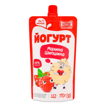 Йогурт питьевой Злагода Малятко Малина-шиповник 2,8%, 170 г - Pampik
