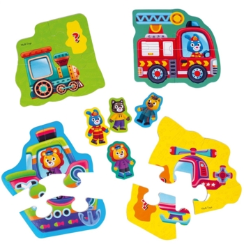 Пазлы макси с игрой Vladi Toys Малюк зможе "Транспорт и животные", укр. язык, 14 элементов (VT1722-24) - Pampik - 2