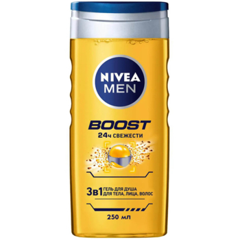 Гель для душу Nivea Men Boost 3 в 1, 250 мл (92839) - Pampik