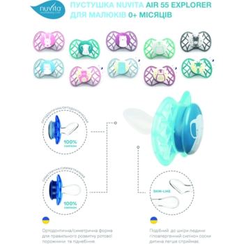 Силіконова симетрична пустушка Nuvita Air55 Explorer Ведмедик і Жираф, світиться в темряві, 0+ міс., 2 шт. (NV7067GM) - Pampik - 6