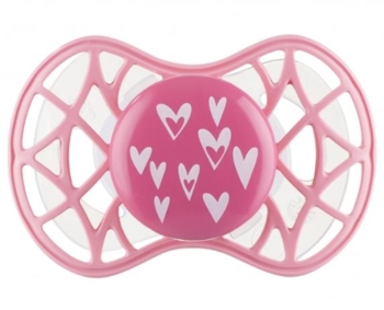 Силіконова ортодонтична пустушка Nuvita Air55 Cool Серця, 6-12 міс., Рожевий (NV7084PY) - Pampik - 2