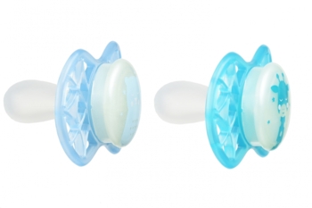 Силіконова симетрична пустушка Nuvita Air55 Explorer Ведмедик і Жираф, світиться в темряві, 0+ міс., 2 шт. (NV7067GM) - Pampik - 2