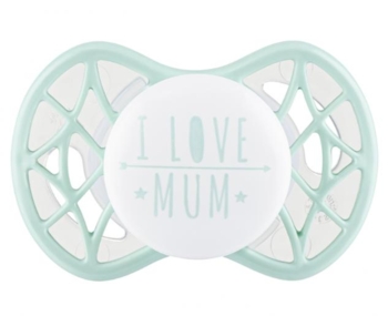 Силіконова симетрична пустушка Nuvita Air55 Cool I Love Mum, 0+ міс. (NV7065SG) - Pampik - 2