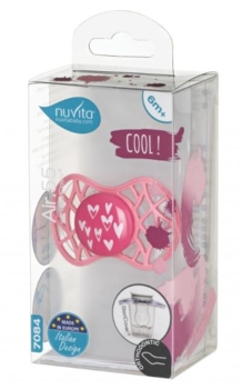 Силіконова ортодонтична пустушка Nuvita Air55 Cool Серця, 6-12 міс., Рожевий (NV7084PY) - Pampik - 3
