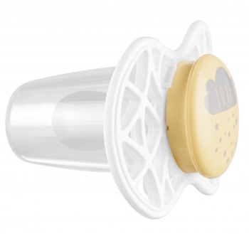 Силіконова симетрична пустушка Nuvita Air55 Cool Love, 6-12 міс., жовтий (NV7085SC) - Pampik - 2