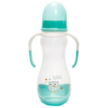 Пляшечка для годування Lindo, вигнута з ручками, 250 мл, зелений (Pk 060 зел.) - Pampik