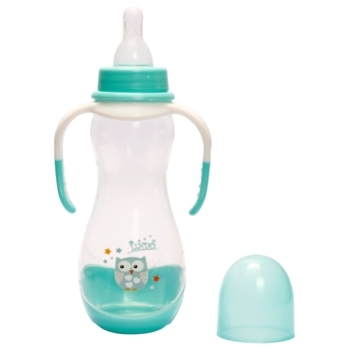 Пляшечка для годування Lindo, вигнута з ручками, 250 мл, зелений (Pk 060 зел.) - Pampik - 2