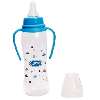 Пляшечка для годування Lindo, вигнута з ручками, 250 мл, блакитний (Li 147 гол) - Pampik - 2