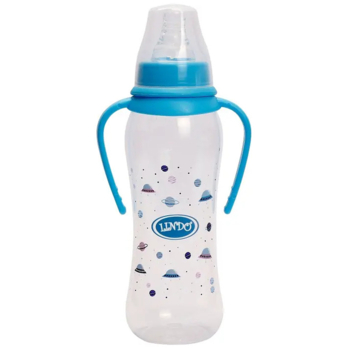 Пляшечка для годування Lindo, вигнута з ручками, 250 мл, блакитний (Li 147 гол) - Pampik