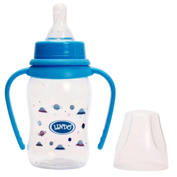 Пляшечка для годування Lindo, вигнута з ручками, 125 мл, блакитний (Li 146 гол) - Pampik - 2