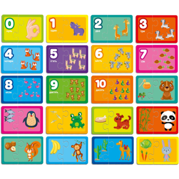 Пазли Vladi Toys Академія розвитку Знайди пару Вважаємо до 10. Хто що їсть, 21 елемент (VT5003-01) - Pampik - 3