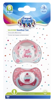 Силиконовая симметричная пустышка Canpol babies, 6-18 мес., коралловый, 2 шт. (23/955_cor) - Pampik