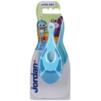 Детская зубная щетка Jordan Step By Step, 0-2 года, экстрамягкая, голубой с синим (6220100) - Pampik