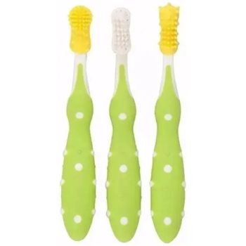 Набор первых зубных щеточек Nuby, зеленый, 3 шт. - Pampik