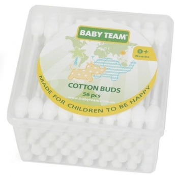 Ватные палочки с ограничителем Baby Team, 56 штук - Pampik
