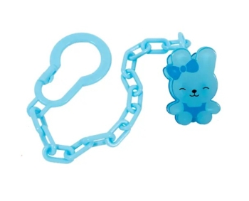 Цепочка для пустышки Lindo Зайка с клипсой, голубой (Pk 217 гол) - Pampik