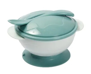 Тарілка на присосці Lindo, з ложкою, 300 мл, зелений (Рк 035 зел) - Pampik - 3