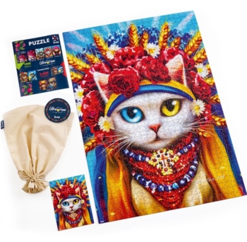 Пазли De.tail Біла кішка у вінку, 1000 елементів (DT1000-06) - Pampik - 3
