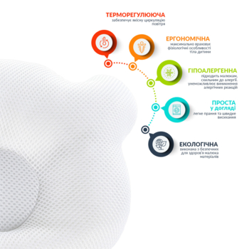 Подушка для немовлят ортопедична Papaella Ведмедик, діаметр 8 см, білий (8-32377) - Pampik - 4