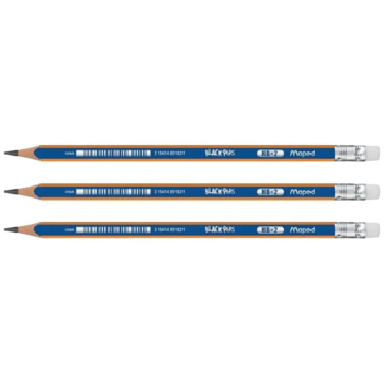 Набір графітових олівців Maped Black з гумкою, 3 шт. (MP.851811) - Pampik - 2