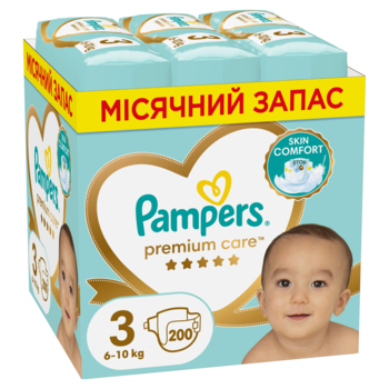Підгузки на липучках Pampers Premium Care 3 (6-10 кг), 200 шт. - Pampik