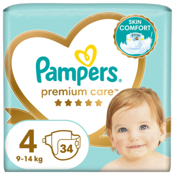 Підгузки на липучках Pampers Premium Care 4 (9-14 кг), 34 шт. - Pampik