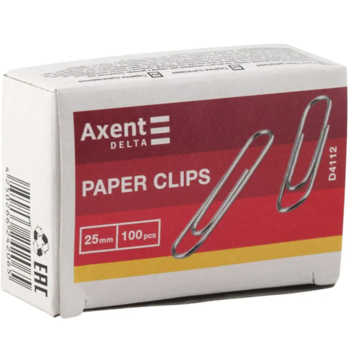 Скріпки Axent оцинковані 25 мм, 100 шт. (D4112) - Pampik