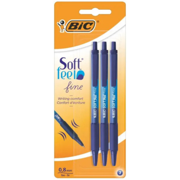 Ручка шариковая BIC Soft Feel Fine, синий, 3 шт. (893221) - Pampik