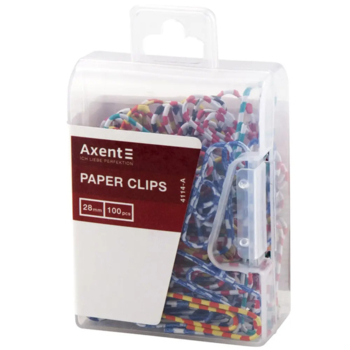 Скрепки Axent цветные полосатые 28 мм, 100 шт. (4114-A) - Pampik