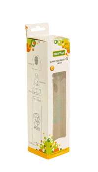 Пляшечка для годування Baby Team, скляна, 250 мл, зелений (1211_зайчик) - Pampik - 3