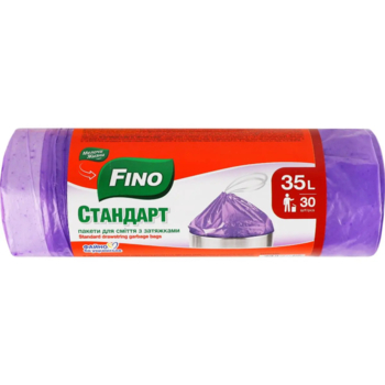 Пакеты для мусора Fino Стандарт, с затяжками, 35 л, 30 шт. - Pampik