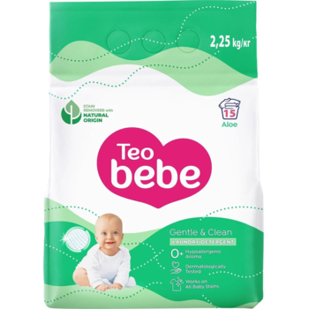 Дитячий пральний порошок Teo Bebe Gentle & Clean Aloe, 2,25 кг - Pampik