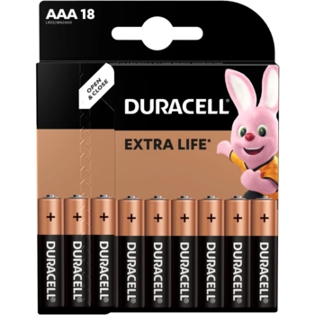 Пальчикові лужні батарейки Duracell 1,5 В AAA LR03/MN2400, 18 шт. (737056) - Pampik - 2