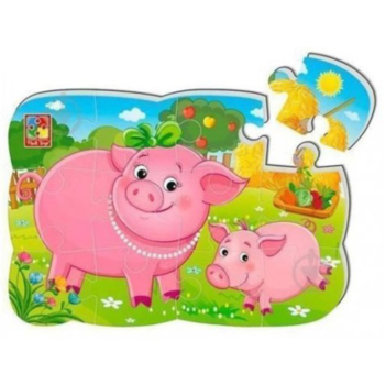 Пазли на магніті Vladi Toys Мої перші ігри Свинка та порося, 12 елементів (VT3205-77) - Pampik