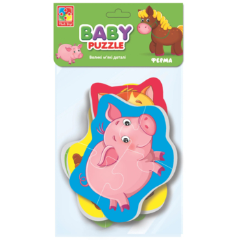 Бебі пазли Vladi Toys Дитинчата Ферма, укр. мова,15 елементів (VT1106-87) - Pampik
