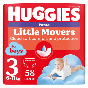 Подгузники-трусики для мальчиков Huggies Little Movers Pants 3 (6-11 кг), 58 шт. - Pampik