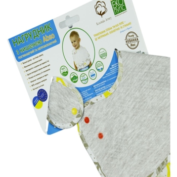 Непромокаемый нагрудник с карманом Еко Пупс Abso Jersey, меланжевый с золотым, 31х26 см (WBJA013) - Pampik - 3