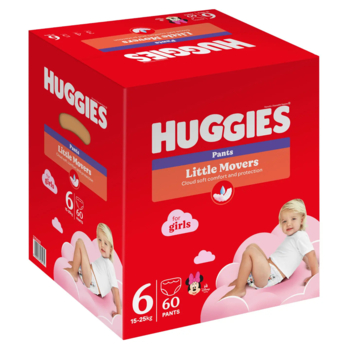 Підгузки-трусики для дівчаток Huggies Little Movers Pants 6 (15-25 кг), 60 шт. - Pampik - 3